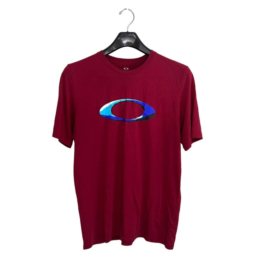 Oakley T-Shirt Mens Large Red Short Sleeve Blue O Logo